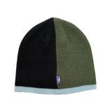 stripe beanie - khaki/blue/black