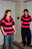 curved stripe polo - pink/black