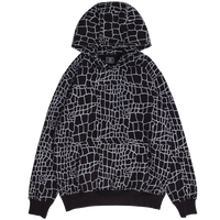 croc print hoodie - black