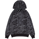 croc print hoodie - black