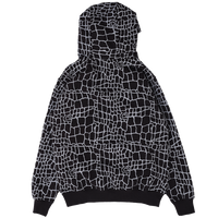 croc print hoodie - black