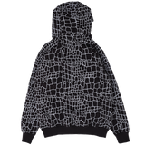croc print hoodie - black