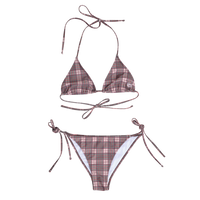 plaid bikini - brown