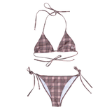 plaid bikini - brown