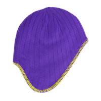 reversible ear flap beanie - purple/green