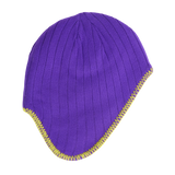 reversible ear flap beanie - purple/green