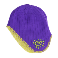 reversible ear flap beanie - purple/green