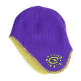 reversible ear flap beanie - purple/green