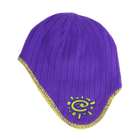 reversible ear flap beanie - purple/green