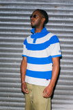 curved stripe polo - blue/grey