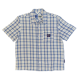 blue plaid button up shirt - purple label