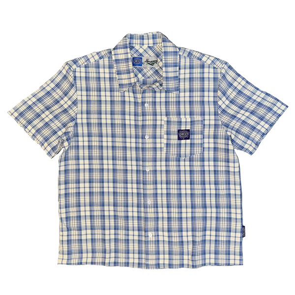 blue plaid button up shirt - purple label