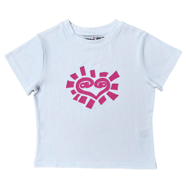 he@rt logo baby tee - white