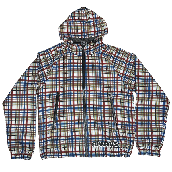 plaid bandemic jacket - burgundy / blue