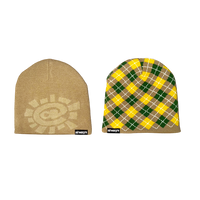 reversible no cuff beanie - sand/tartan