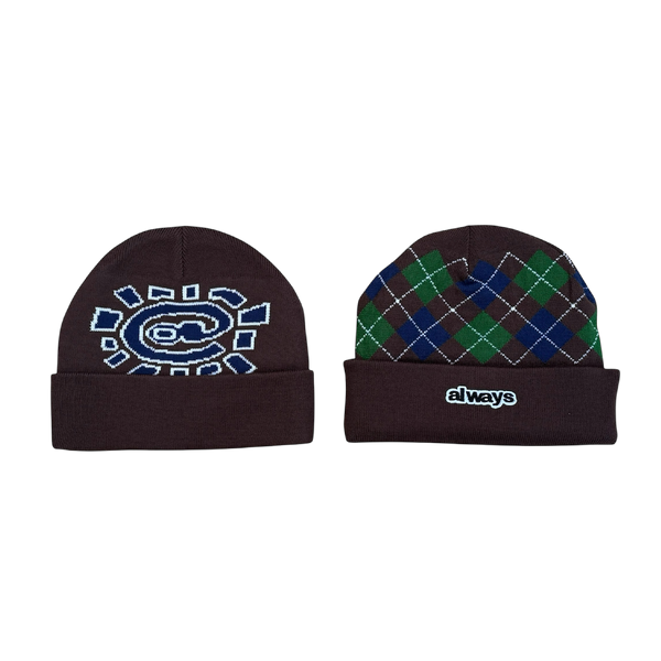 reversible brown cuff beanie - @sun/argyle