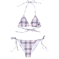 plaid he@rt logo bikini - white