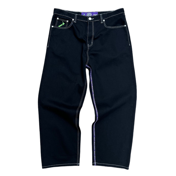 purple label inseam denim - black