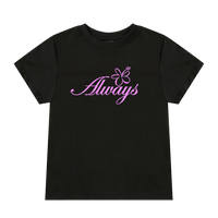 flower script baby tee black