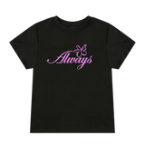 flower script baby tee black