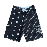 AI board shorts - black/white poker dot