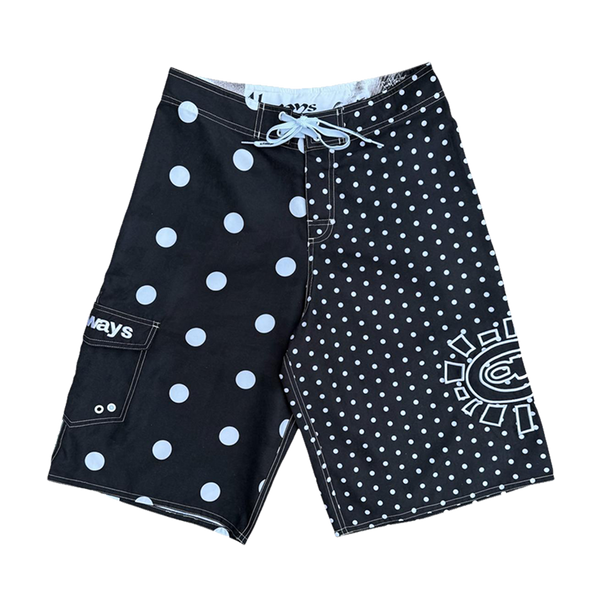 AI board shorts - black/white poker dot