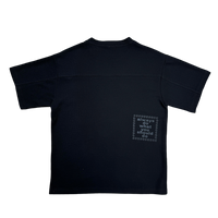 panelled waffle tshirt - black