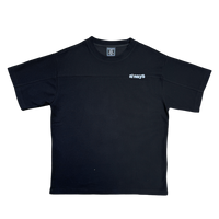 panelled waffle tshirt - black