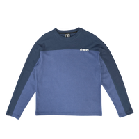 panelled waffle long sleeve - navy / blue