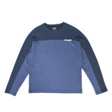 panelled waffle long sleeve - navy / blue