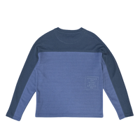 panelled waffle long sleeve - navy / blue