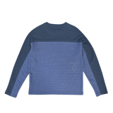 panelled waffle long sleeve - navy / blue