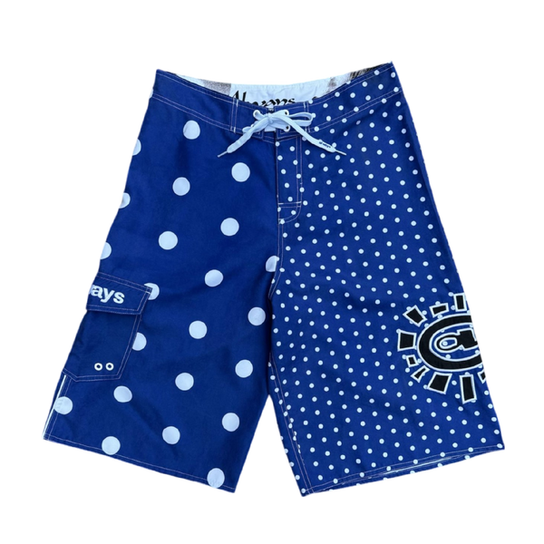 AI board shorts - blue/white poker dot