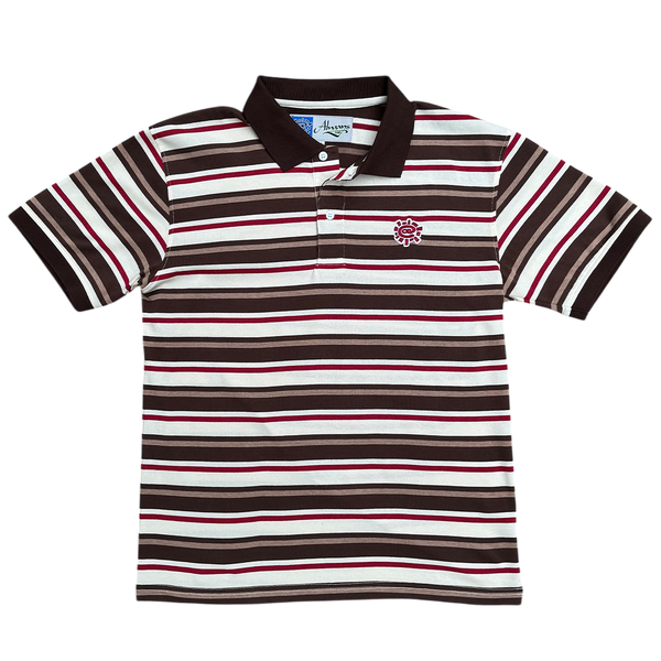 educated polo - brown/red stripe