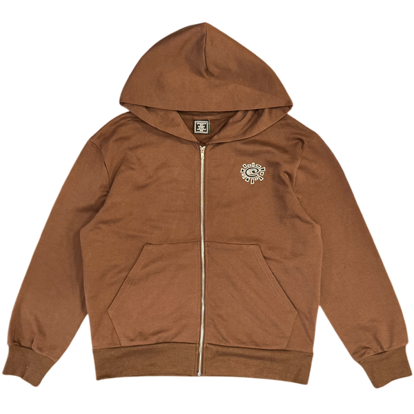 premium zip up hoodie - brown