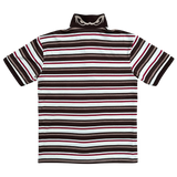 educated polo - brown/red stripe