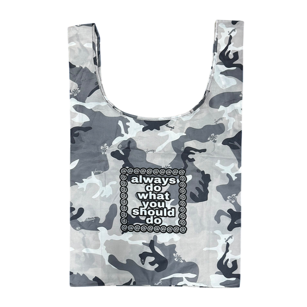 camo print reusable bag - silver