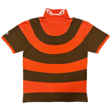 educated curved polo - orange/brown