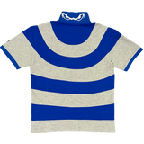 curved stripe polo - blue/grey