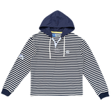 hooded polo - navy stripe