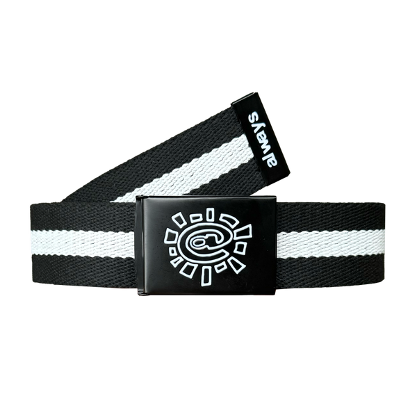 embossed @sun belt stripe black/white