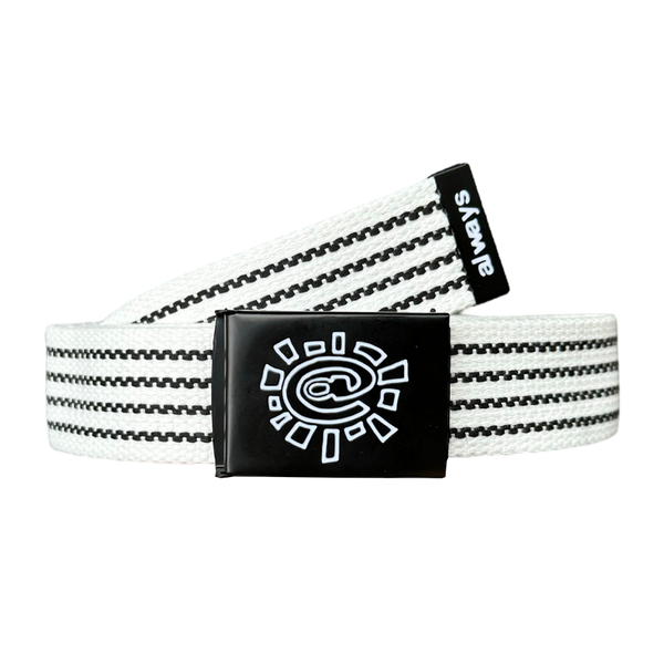 embossed @sun belt - white/black mini stripe