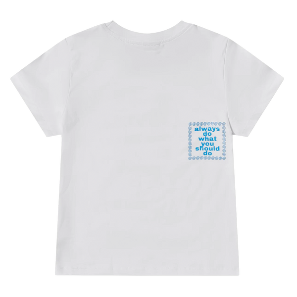 flower script baby tee white – always do what you should do flower script baby tee white – always do what you should do