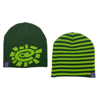 reversible no cuff stripe beanie - green