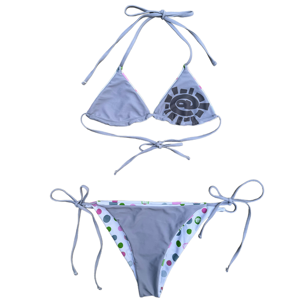 reversible bikini - silver / pokka dots