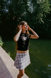 plaid he@rt logo skort - white