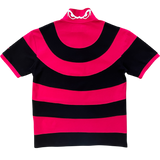 curved stripe polo - pink/black