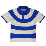 curved stripe polo - blue/grey