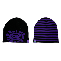 reversible no cuff beanie - black/purple stripe