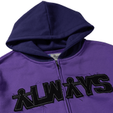 human applique zip up hoodie - purple